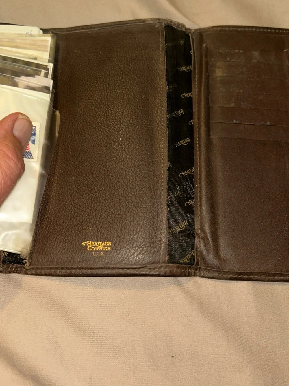 Heritage Brown Leather Checkbook Holder with Branded Lining VINTAGE 90s USA - Picture 11 of 11